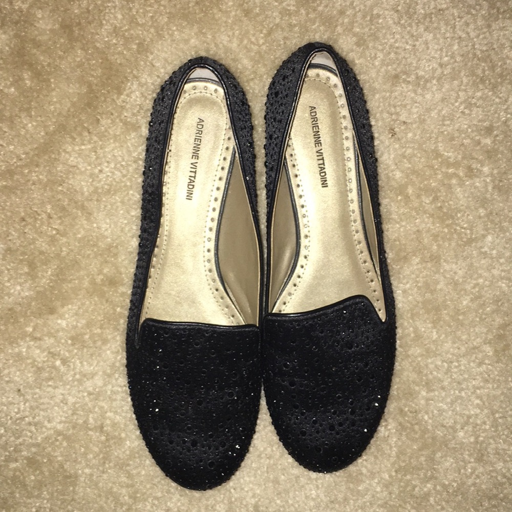 Black sequin flats